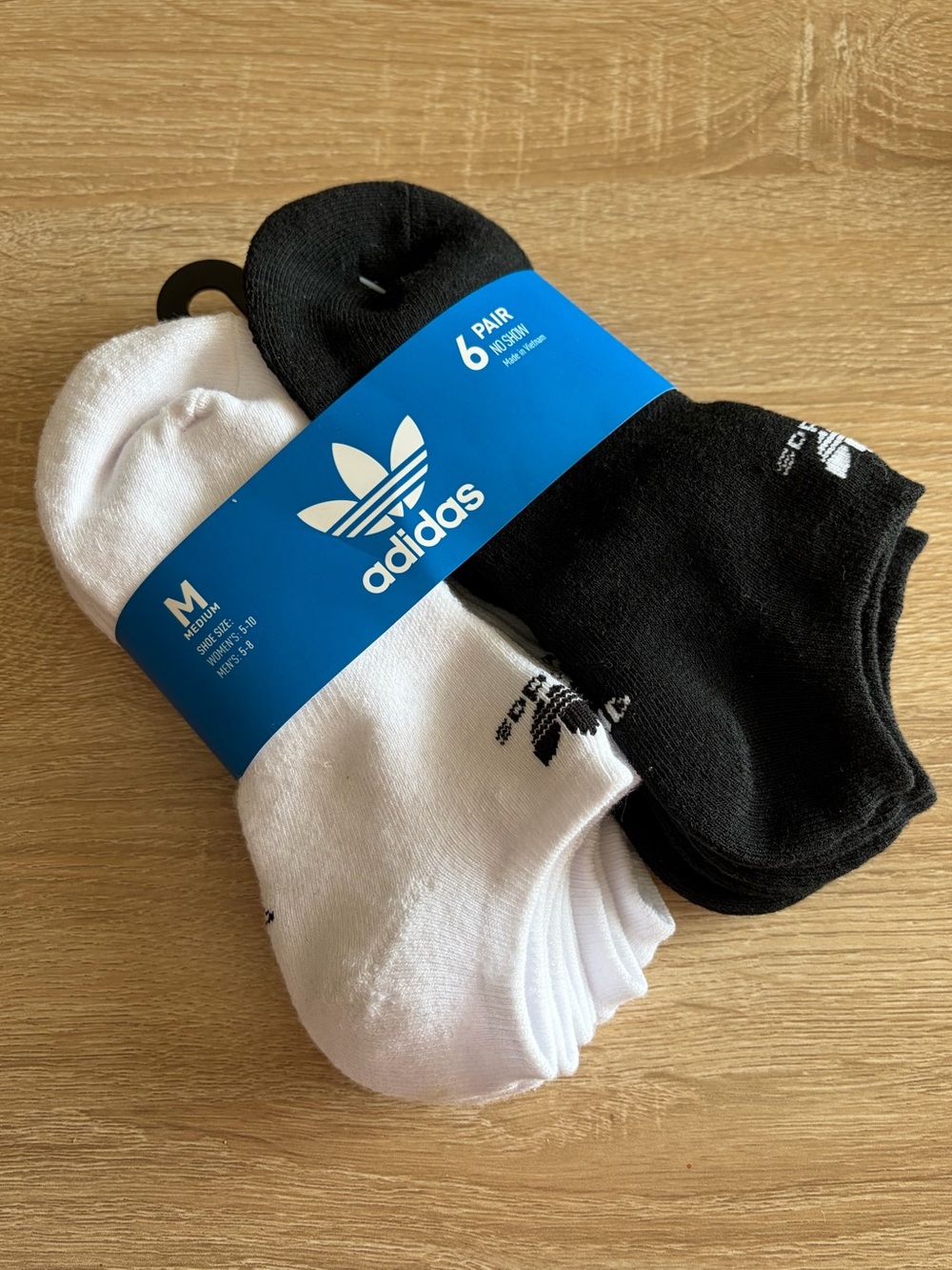 (6-Pack) adidas Originals Trefoil No-Show Socks - Black/White BH6435B-100 - M